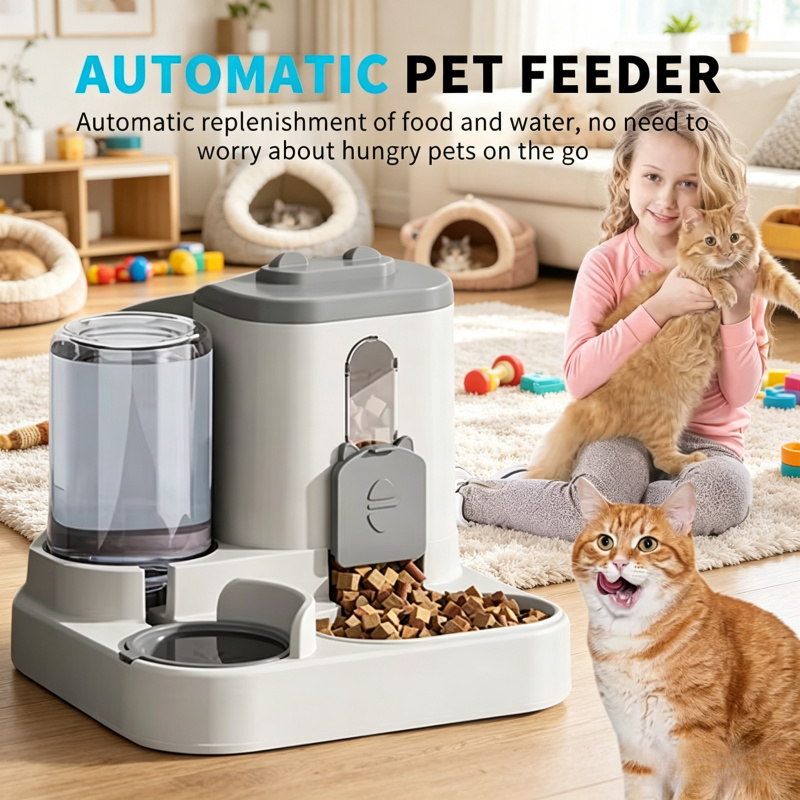 Royal Canin Food Medium - KEMORELA 自動給餌器（ウォーターファウンテン付き、こぼれ防止設計）小型・中型・大型の猫と犬用ペットフードディスペンサー